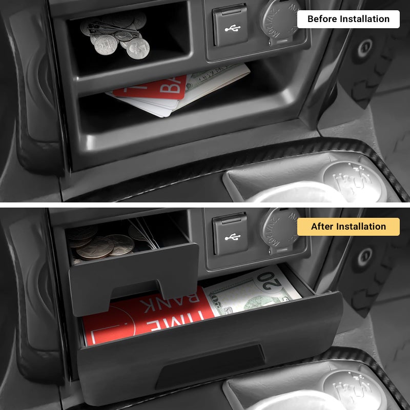 Hellet Center Console Organizer Storage Drawer Compatible with Toyota 2014-2020 2021 2022 2023 2024 4Runner Interior Accessories 2-piece Set Storage Box Insert Organizer Tray - Image 4